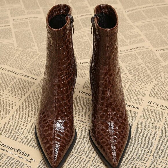 Chocolate Brown Elegant Women's Boots - Picture 3 of 5